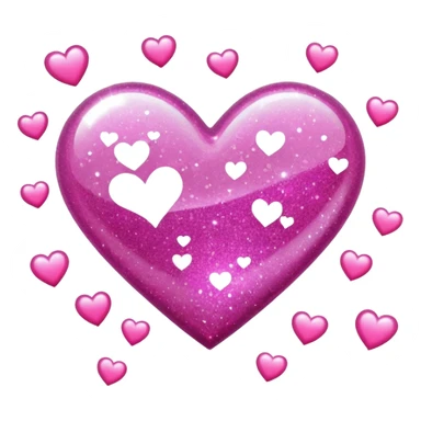 pink glitter sparkling shiny with heart shapes sticker