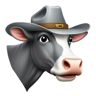 Grey Cow with a cowboy hat sticker
