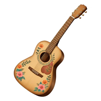 acoustic guitar with delicate indie girl aesthetic sticker