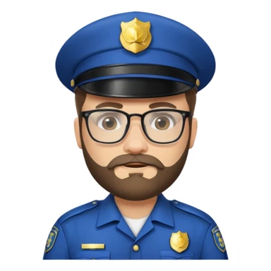 Police officer with glasses and beards(white uniform) sticker
