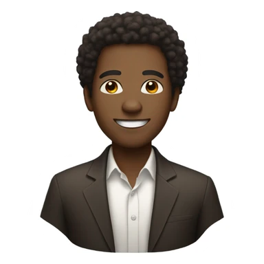 black man with afro, brown eyes, and a triangular smile sticker