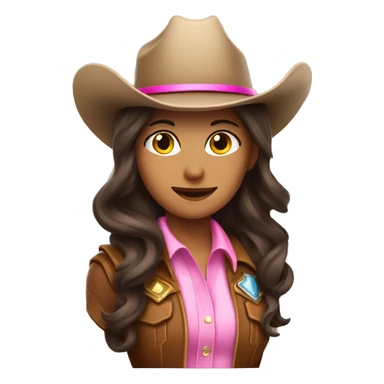 Brunette Cowgirl with a lasso and pink cowboy hat sticker
