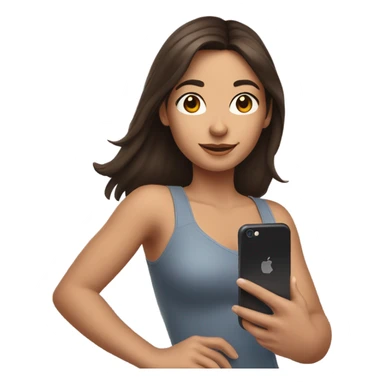Brunette Girl taking selfie with her phone sticker