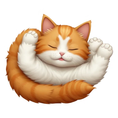 ginger and white small cat in funny positions upside down with eyes closed sticker