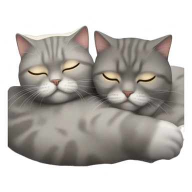 two Scottish fold cats are sleeping in an embrace. one is grey, the other is golden sticker