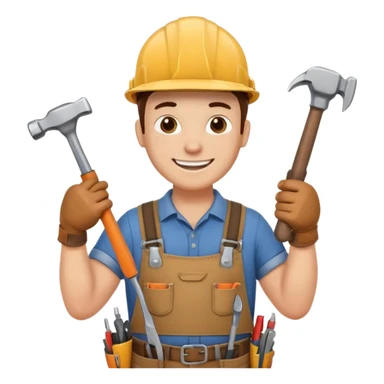 a handyman holding a hammer and a screwdriver sticker