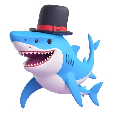 Shark with a top hat sticker