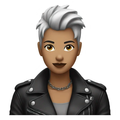 monochrome girl with black hair Mohawk in leather jacket  sticker