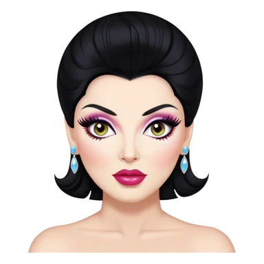 Michelle visage black hair with white mèche dragrace emoji sticker
