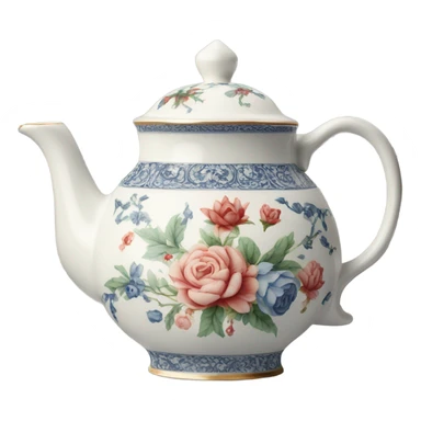 Antique porcelain teapot and cup sticker