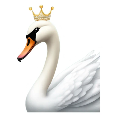 swan with sparkling crown ad black bow tied around neck sticker