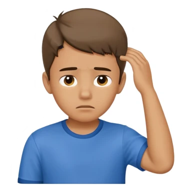 boy thinking about something and scraching his head sticker