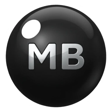 Black Ball with MB written on it. Nothing else no holes. sticker