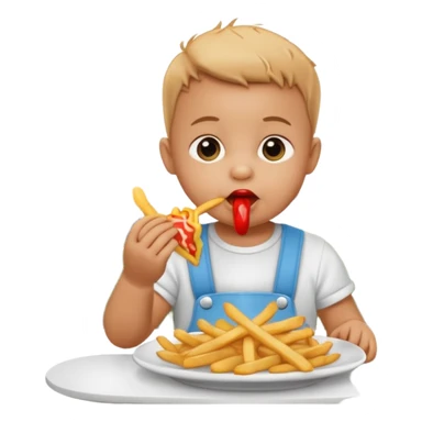 Transformer cette personne en bébé  occuper à  manger des fritte a bruxelles, devant latomium sticker