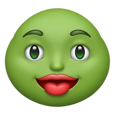 Can you make a green emoji. the eyes look to the side. with a pouting lips sticker