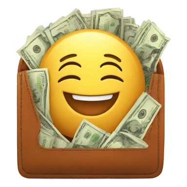 full of money wallet with happy emotion sticker