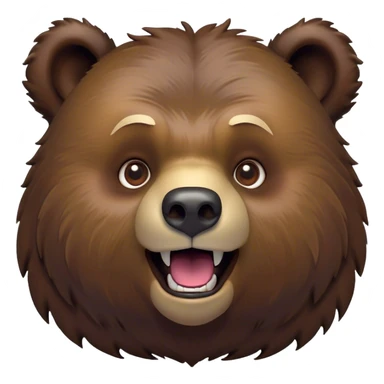 Cinematic Comical Grizzly Bear Portrait Emoji, Head tilted dramatically with an exaggeratedly amused expression, featuring a striking, rugged deep brown fur with bold fur texture, wide, expressive eyes filled with playful disbelief, Simplified yet hilariously expressive features, highly detailed, glowing with a slightly sassy glow, high shine, dramatic yet playful, stylized with an air of cheeky wilderness mischief, bright and endearing, soft glowing outline, capturing the essence of a spirited and over-the-top grizzly, so meme-worthy it feels like it could roar its way into internet fame instantly! sticker
