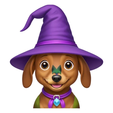 Dachshund dog wear purple wicth hat sticker