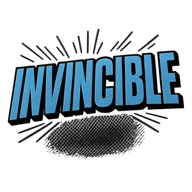 Change the color scheme to blue with a black outline, keep the dynamic, action-packed comic book style, no background. sticker