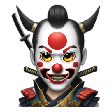 clown samurai japan katana evil sticker