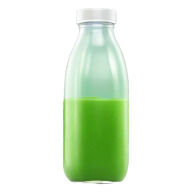 aesthetic green juice in tall clear full plastic drink bottle with white lid realistic soft textures sticker