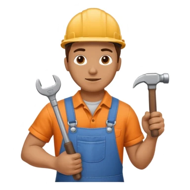 a handyman holding a wrench in this right hand and a hammer in his left hand sticker