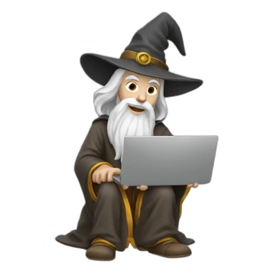 wizard Merlin with a laptop sticker