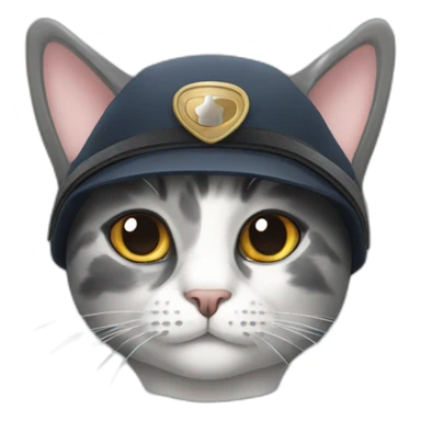 grey calico cat wearing a pilot hat sticker