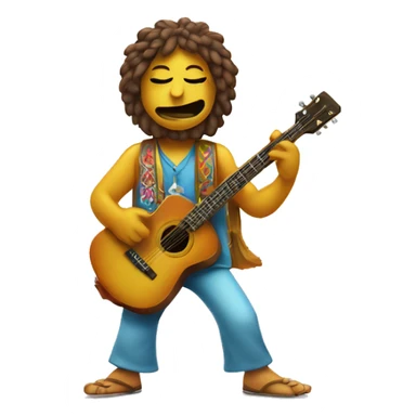 anthropomorphic hippie guitar, showing a sign of peace sticker