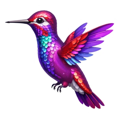 hummingbird with red and purple with glitter sticker