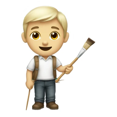 white schoolboy artist with palette and little brush sticker