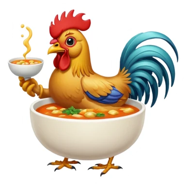 rooster holding a bowl of soup emoji sticker
