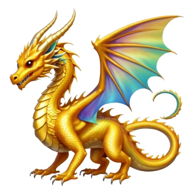 a golden dragon with two legs and two wings and one tail sticker