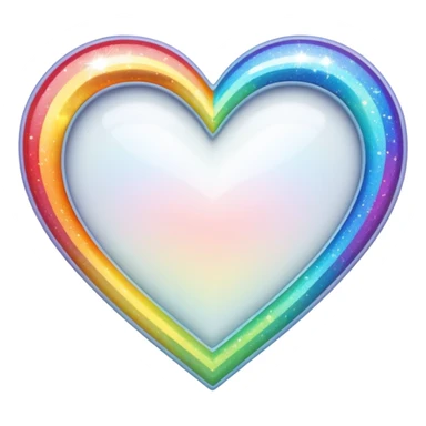 white heart with a rainbow sparkle border sticker