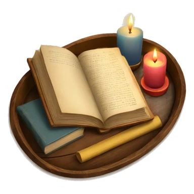 vintage tray with books and candle sticker