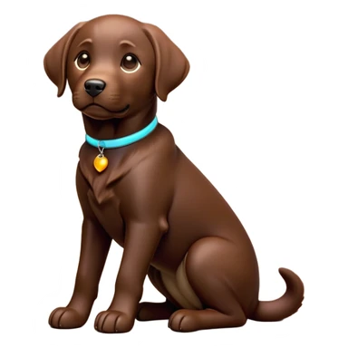 cinematic-[Labrador retriever]-realistic-full-body-sitting-emoji,-tail-resting-loosely-beside-its-paws,-head-tilted-dramatically, -sleek-[chocolate]-fur,-simplified-yet-realistic-focused-features,-highly-detailed,-glowing-with-an-almost-sarcastic-glow sticker