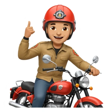 A man on a Royal Enfield bike laughing sticker