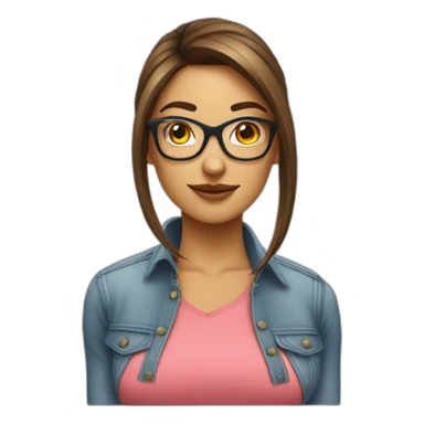 femme avec cheveux lisses peau mate possèdent des lunettes  sticker