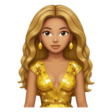 Beyonce with long dark blonde hair, yellow sequin dress sticker