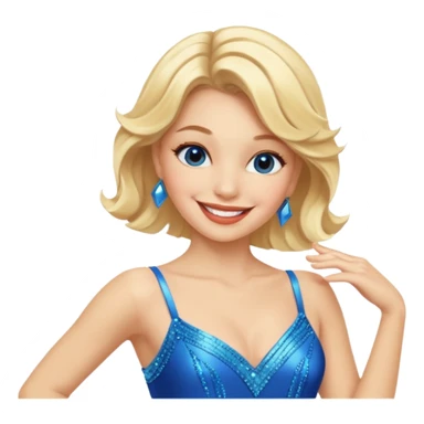 blue jazz style dance costume on blonde sticker
