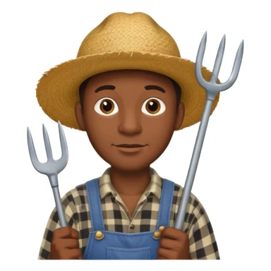 black man farmer with pitchfork  sticker