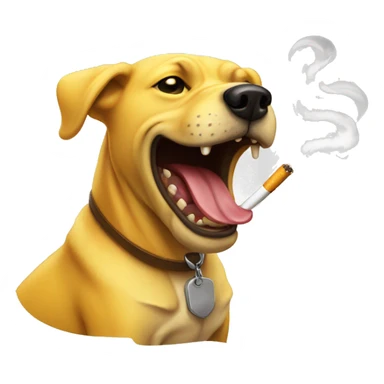 a yellow dog laughing and smoking cigarette sticker