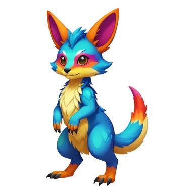 colorful anthro vernid fursona Fakemon sticker