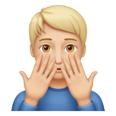 Covering the face with hands and peeping through your finger sticker