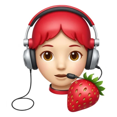 A Cute strawberry wearing headset  sticker