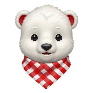 baby polar bear wearing a red and white checkered Neckerchief sticker