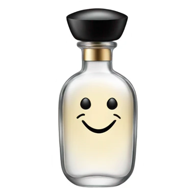 smiling perfume with black cap sticker