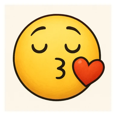 yellow emoji with a face blowing a kiss sticker