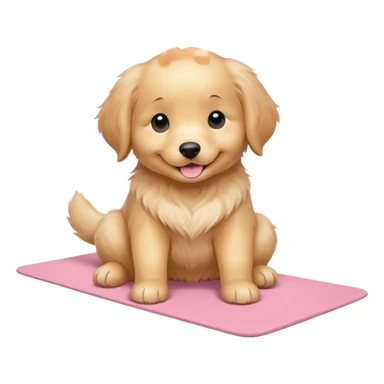 Funny Golden retriever puppy on light pink yoga mat sticker