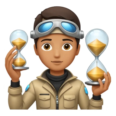 future Explorer with futuristic sandglass sticker